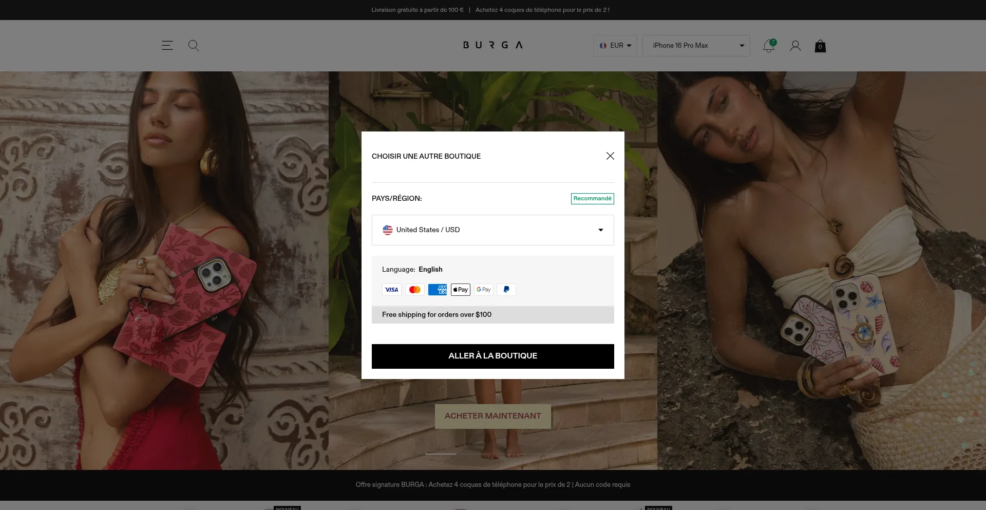 Website screenshot of Burga.fr