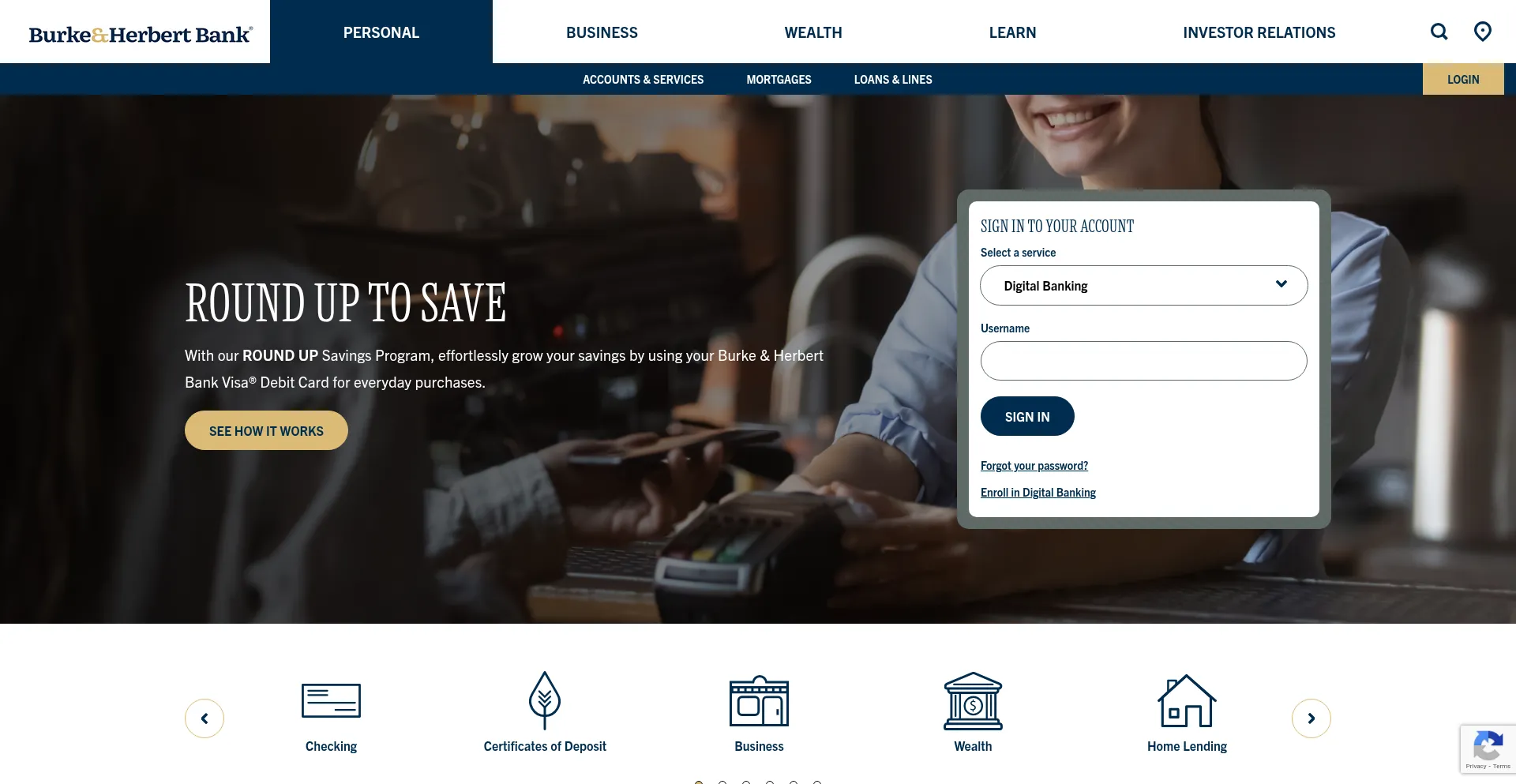 Website screenshot of Burkeandherbertbank.com