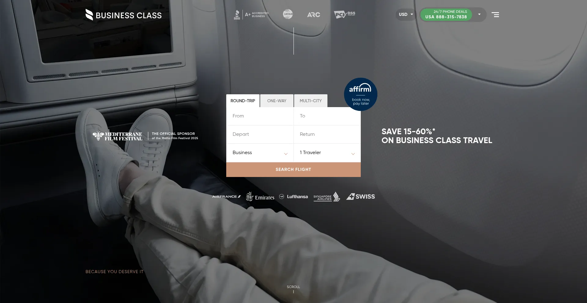 Website screenshot of Business-class.com