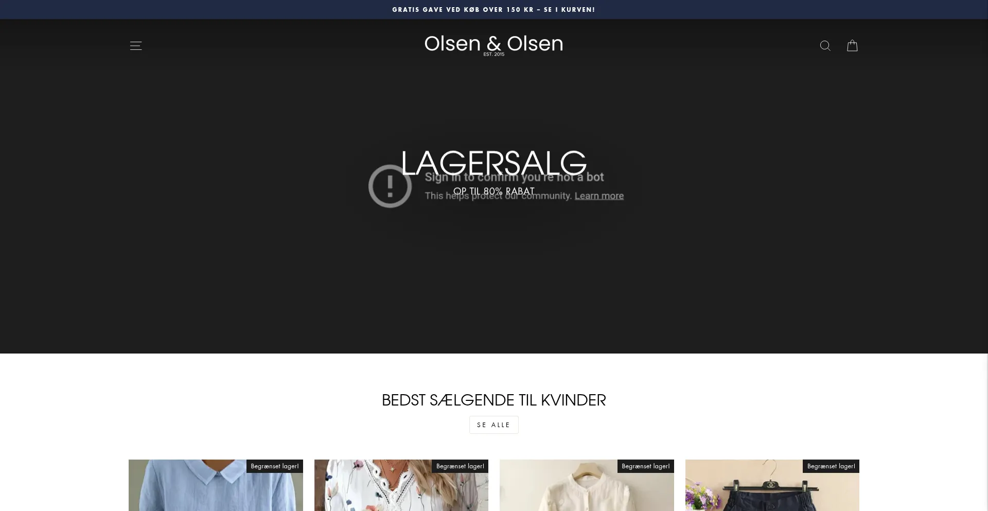 Website screenshot of Butik-olsen.dk