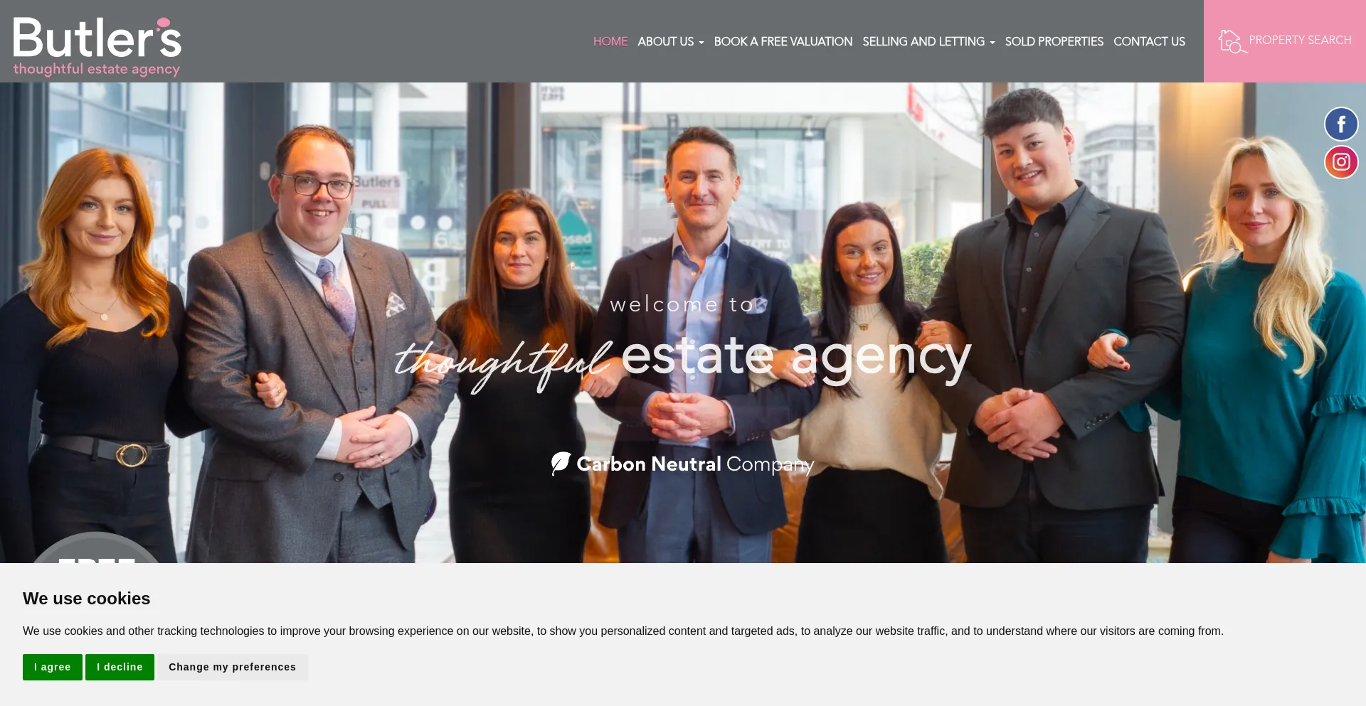 Website screenshot of Butlershomes.co.uk