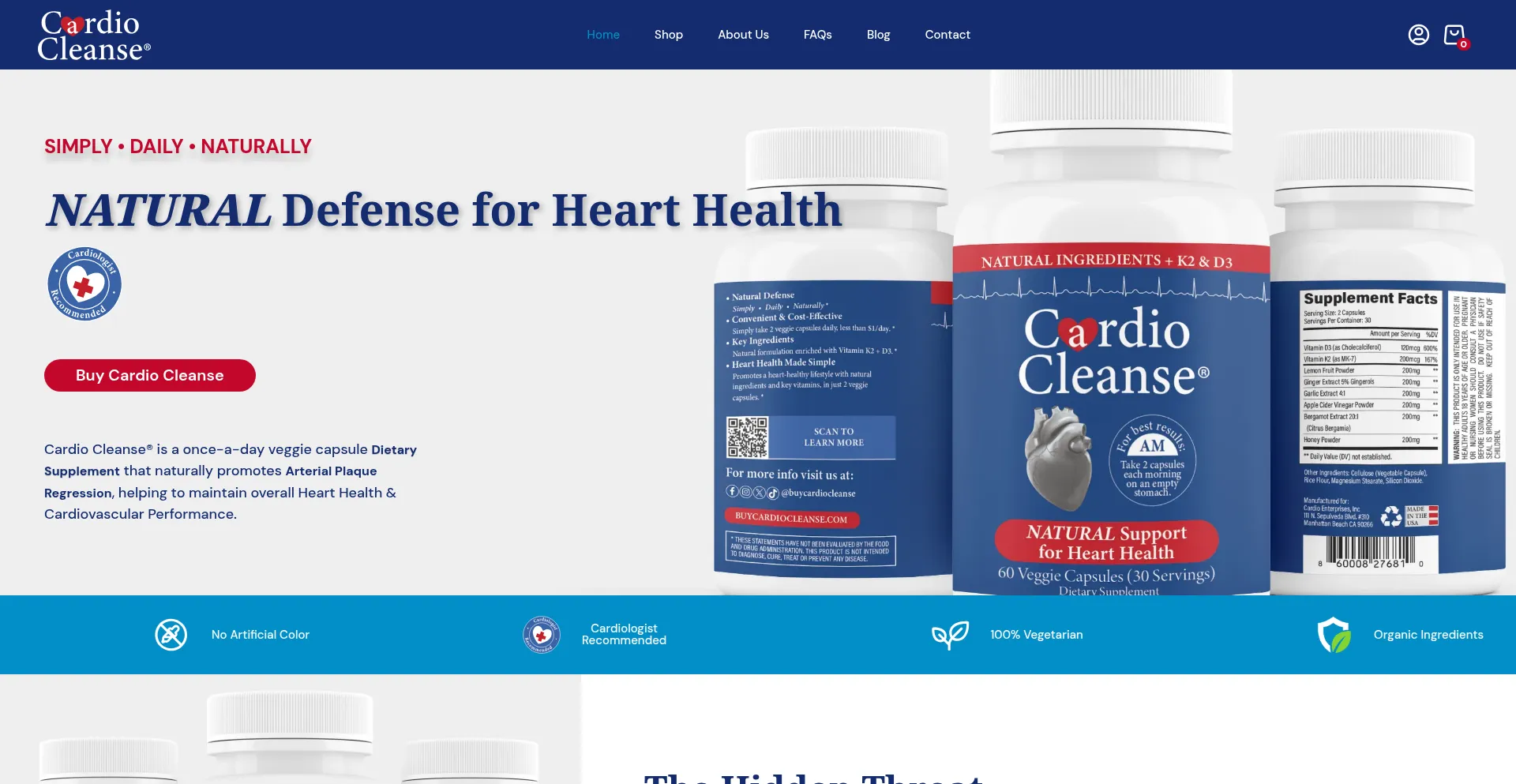 Website screenshot of Buycardiocleanse.com