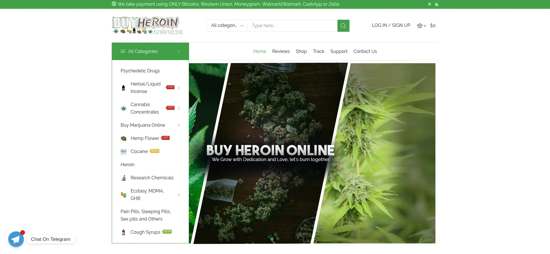 Website screenshot of Buyheroinonline.se