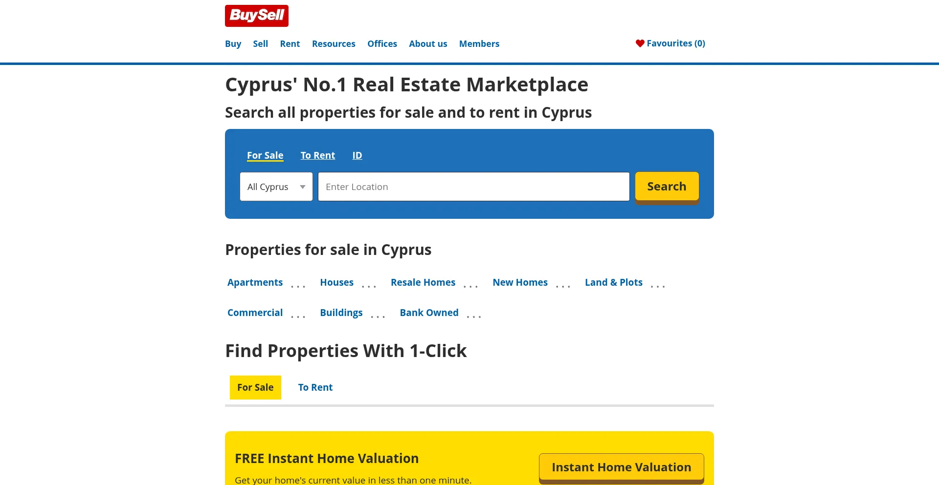 Website screenshot of Buysellcyprus.com