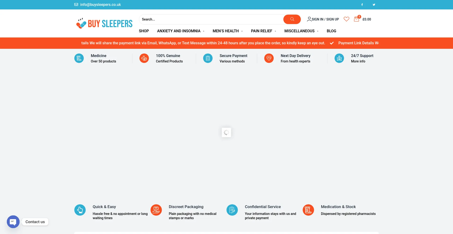 Website screenshot of Buysleepers.co.uk