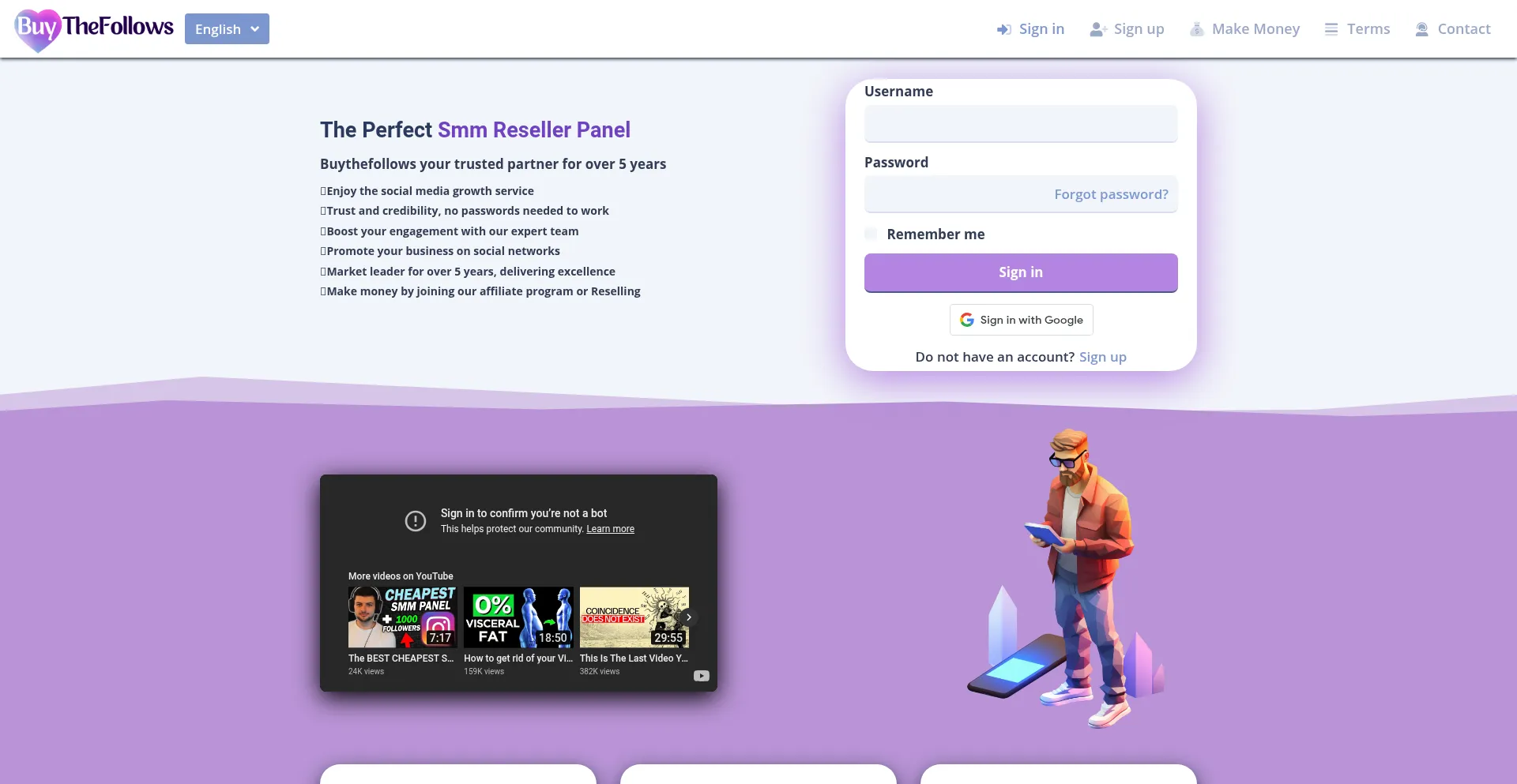 Website screenshot of Buythefollows.com