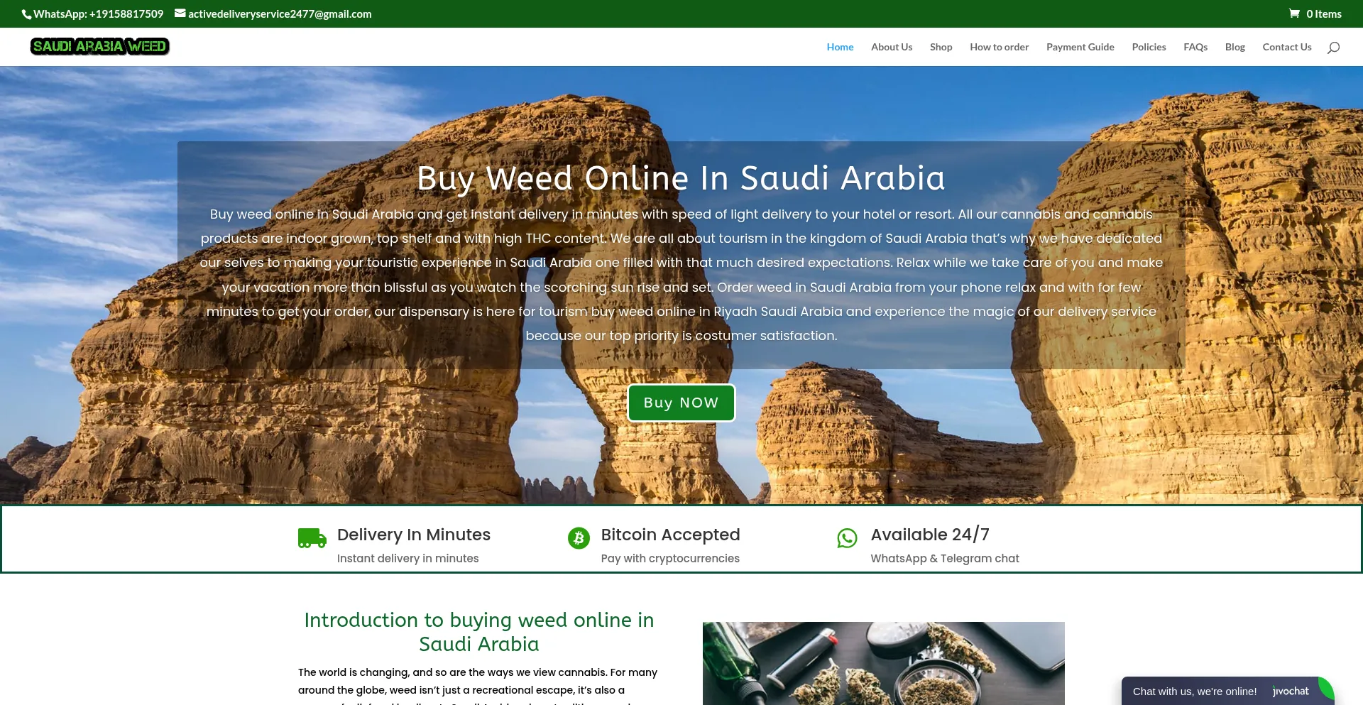 Website screenshot of Buyweedonlineinsaudiarabia.com