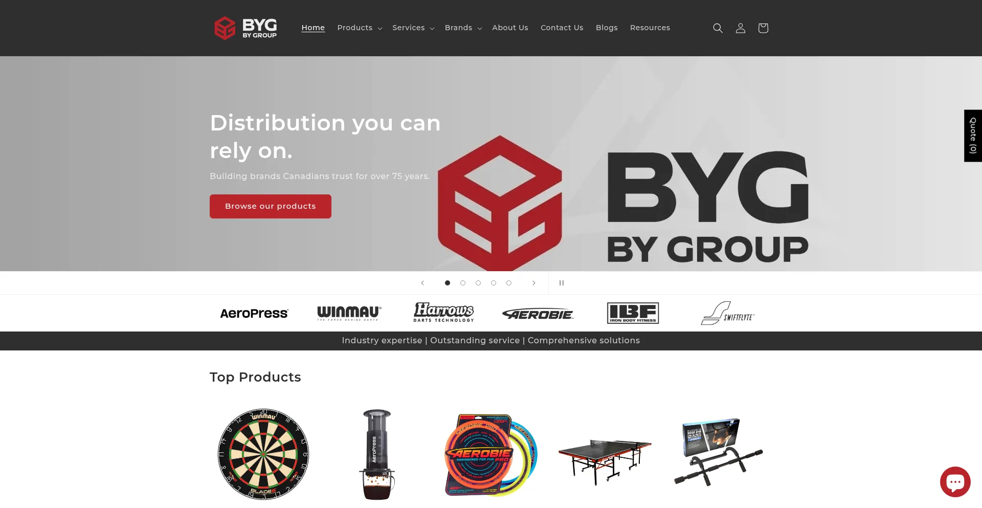 Website screenshot of Bygroup.ca