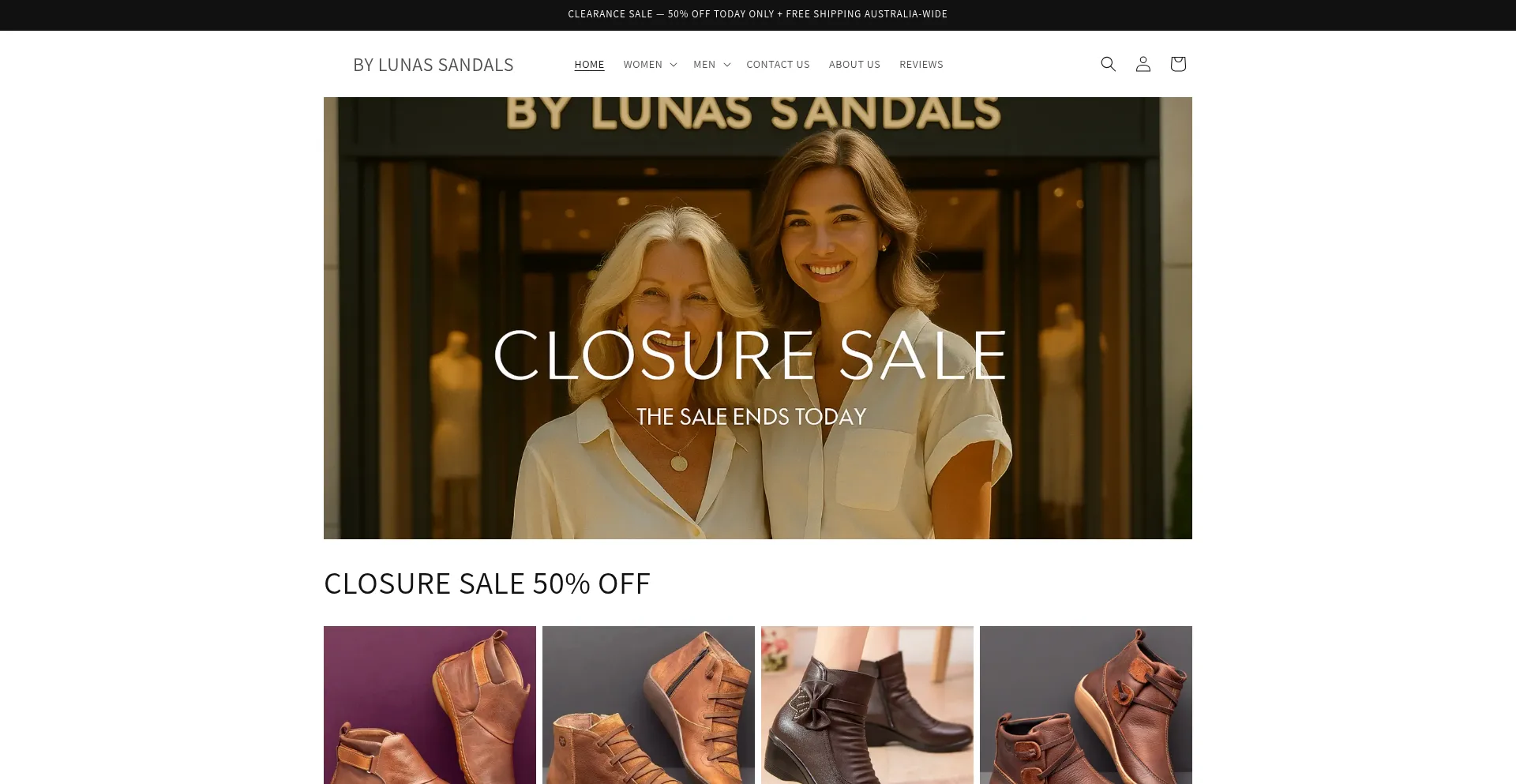 Website screenshot of Bylunasandals.com