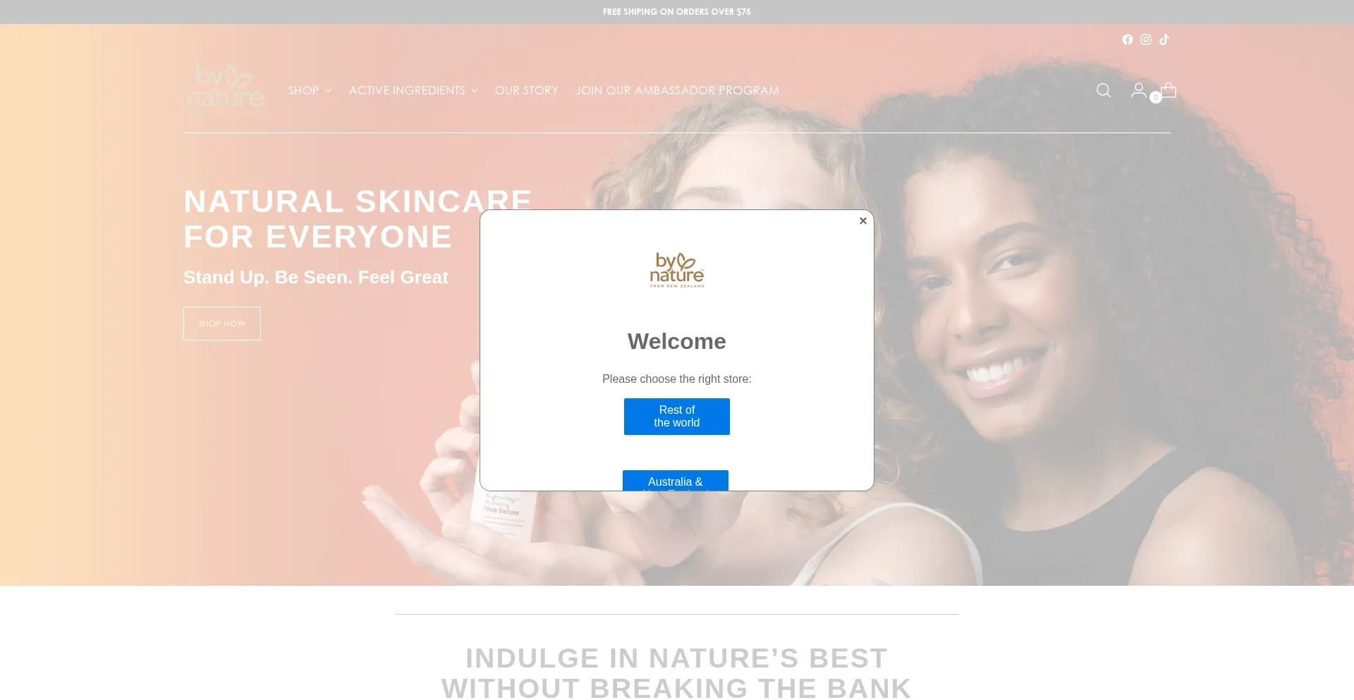 Website screenshot of Bynatureskincare.com