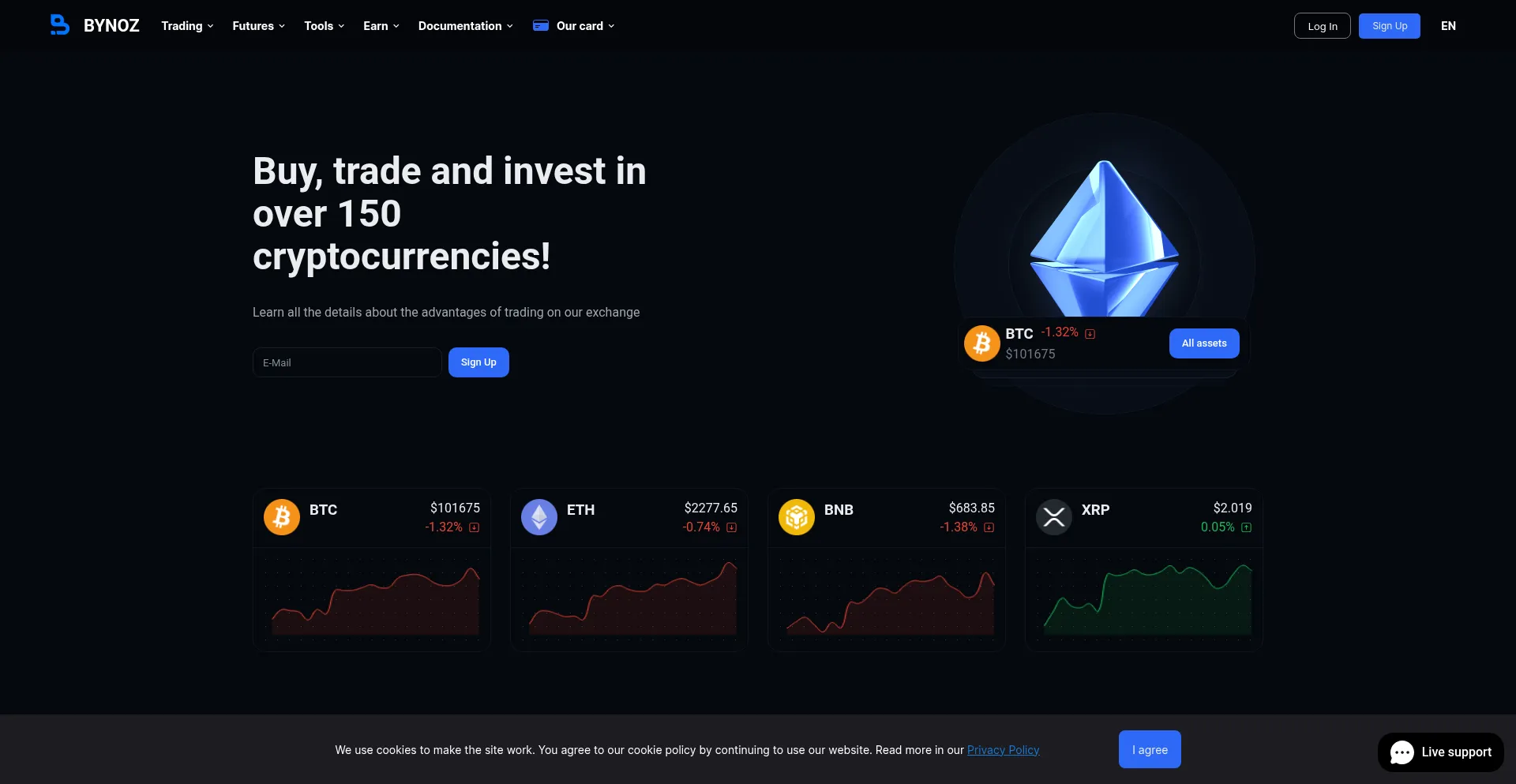 Website screenshot of Bynoz.com