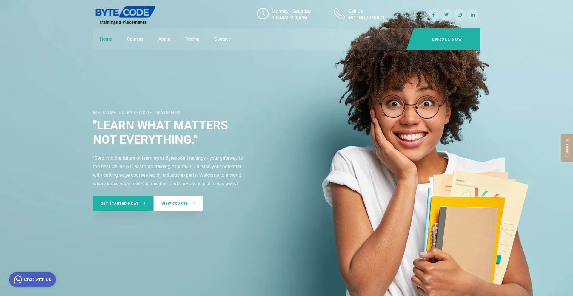 Website screenshot of Bytecodetrainings.com