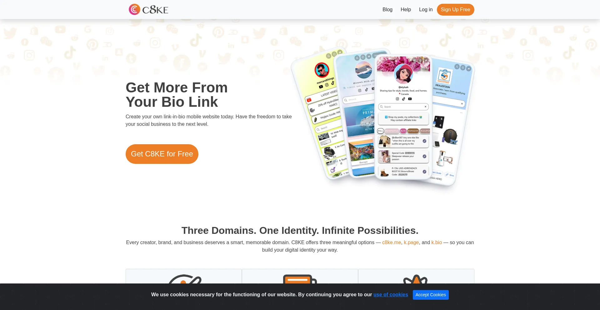 Website screenshot of C8ke.com