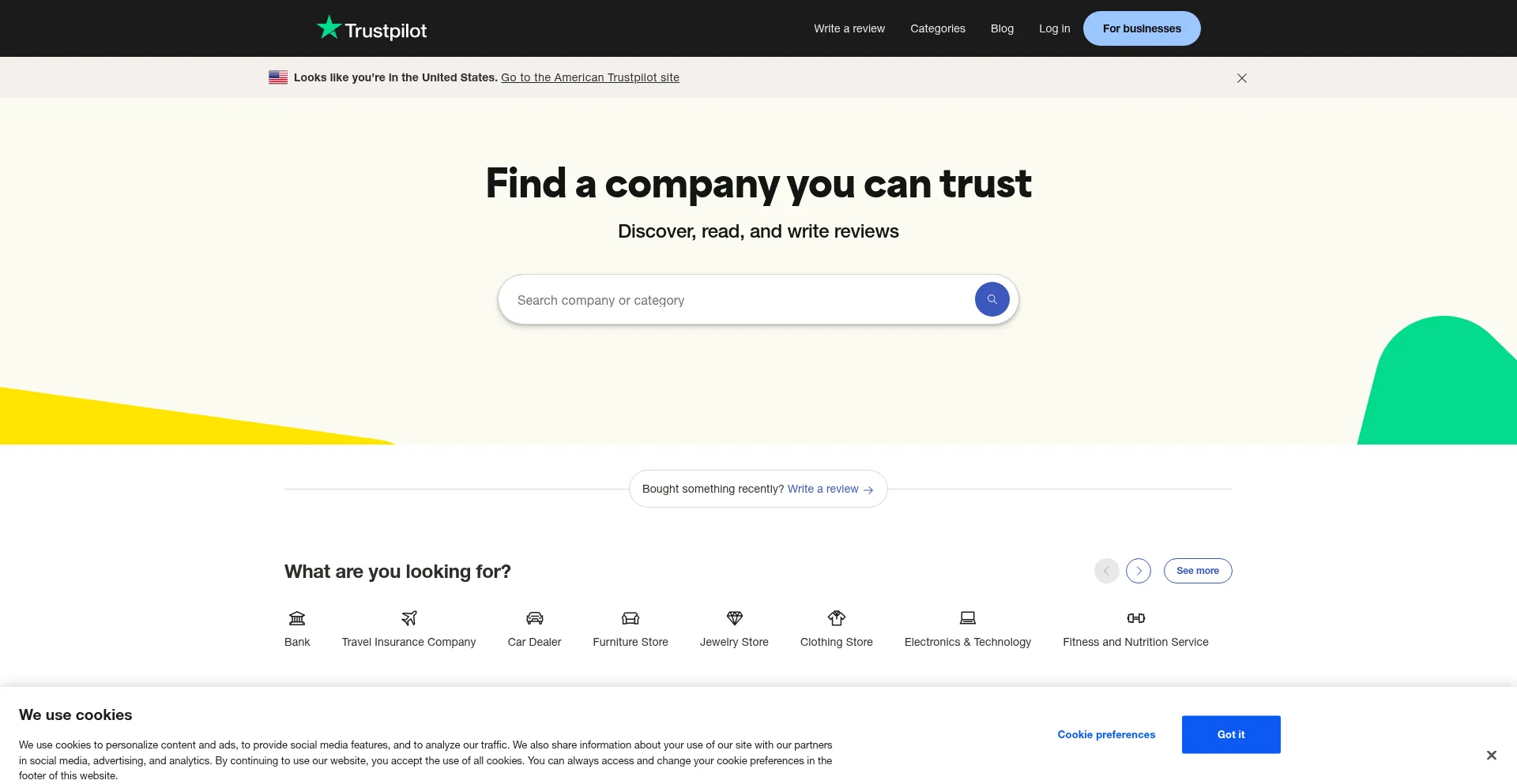 Website screenshot of Ca.trustpilot.com