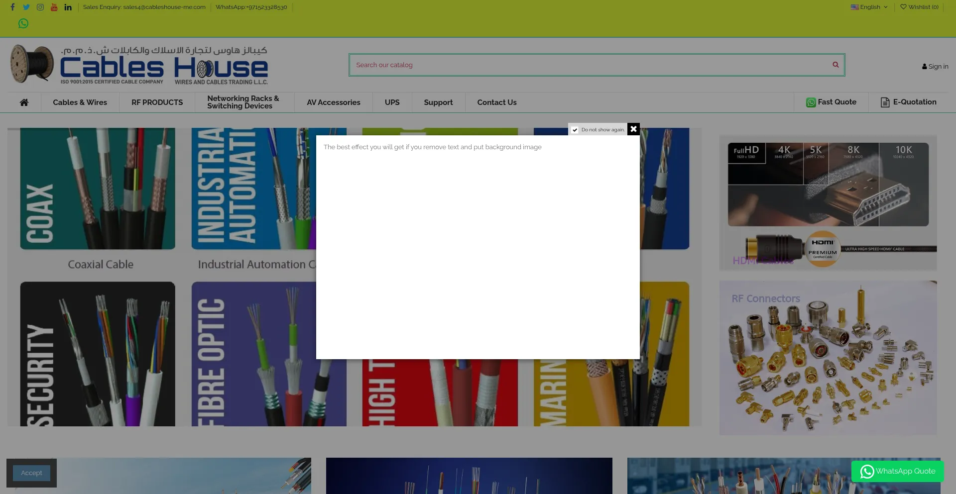 Website screenshot of Cableshouse-me.com