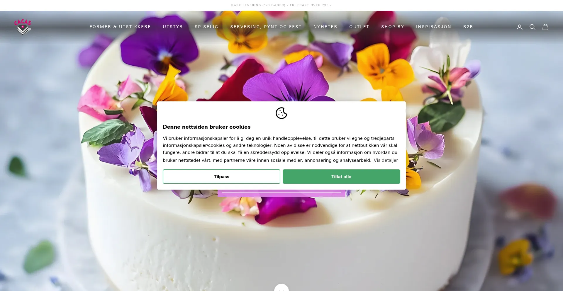 Website screenshot of Cacas.no