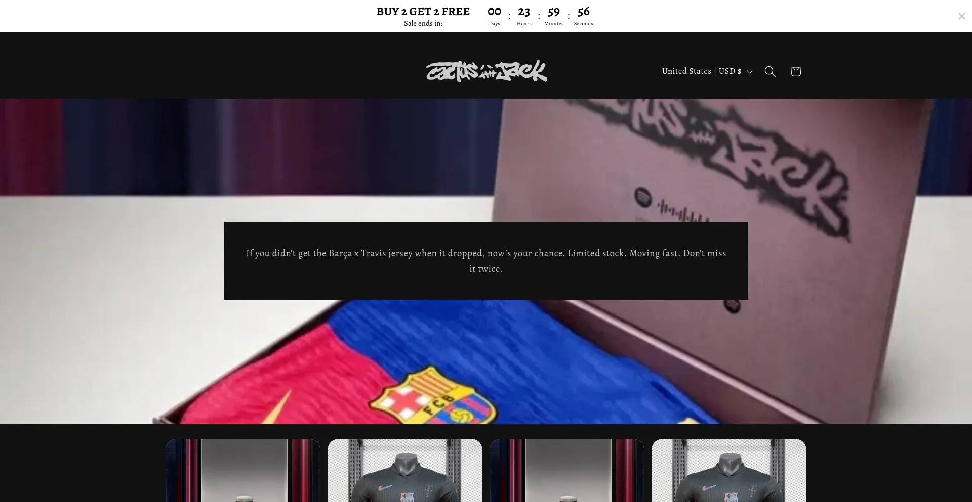 Website screenshot of Cactusjersey.com