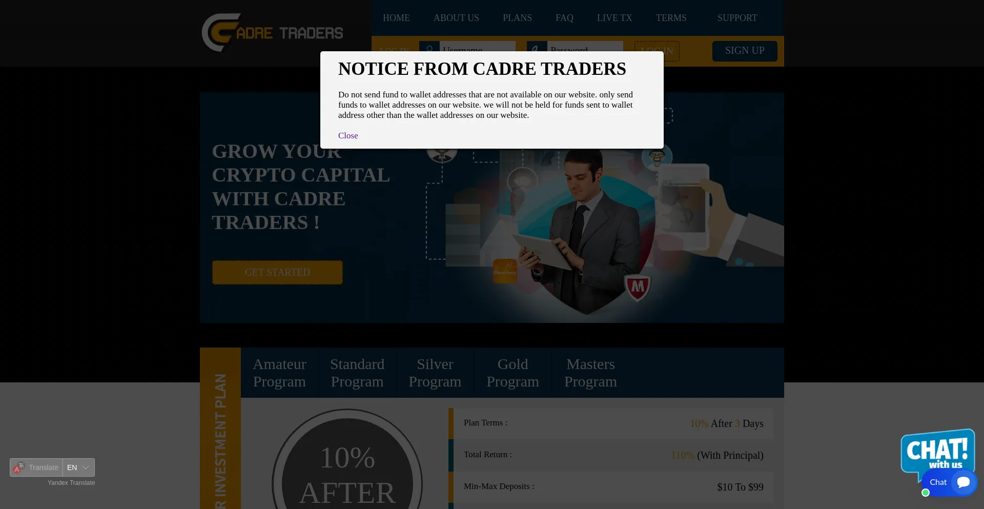 Cadre-traders.com Screenshot