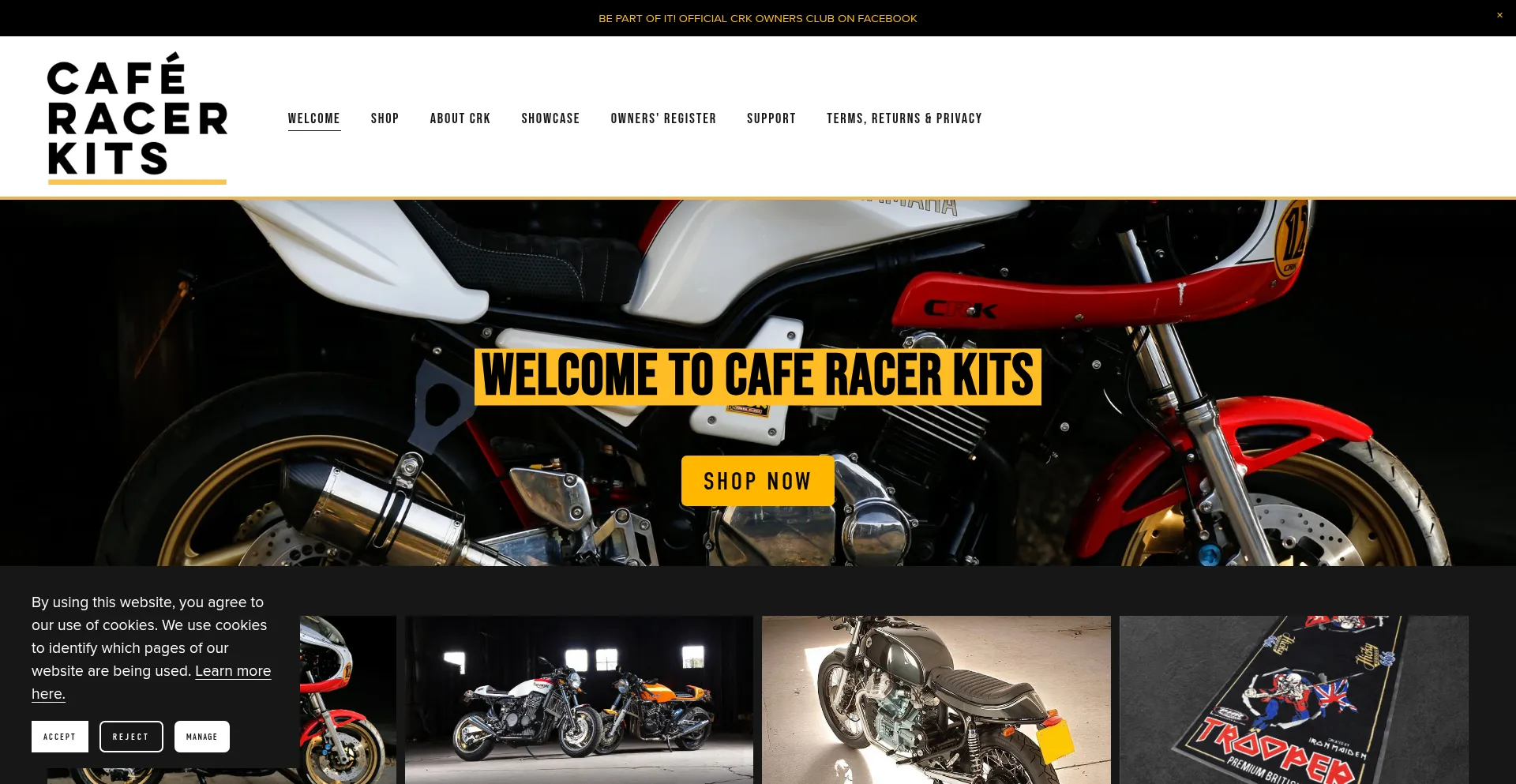 Website screenshot of Caferacerkits.co.uk