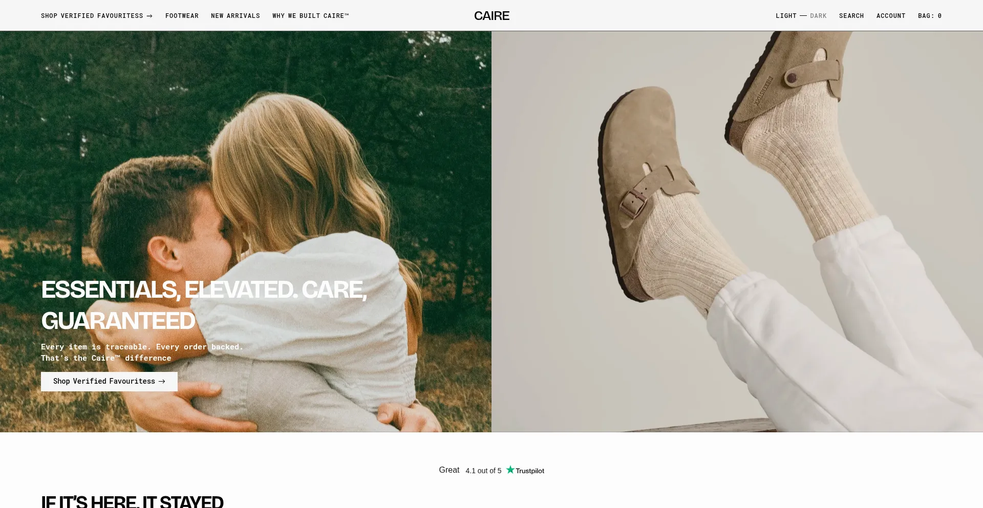 Website screenshot of Caire.com.au