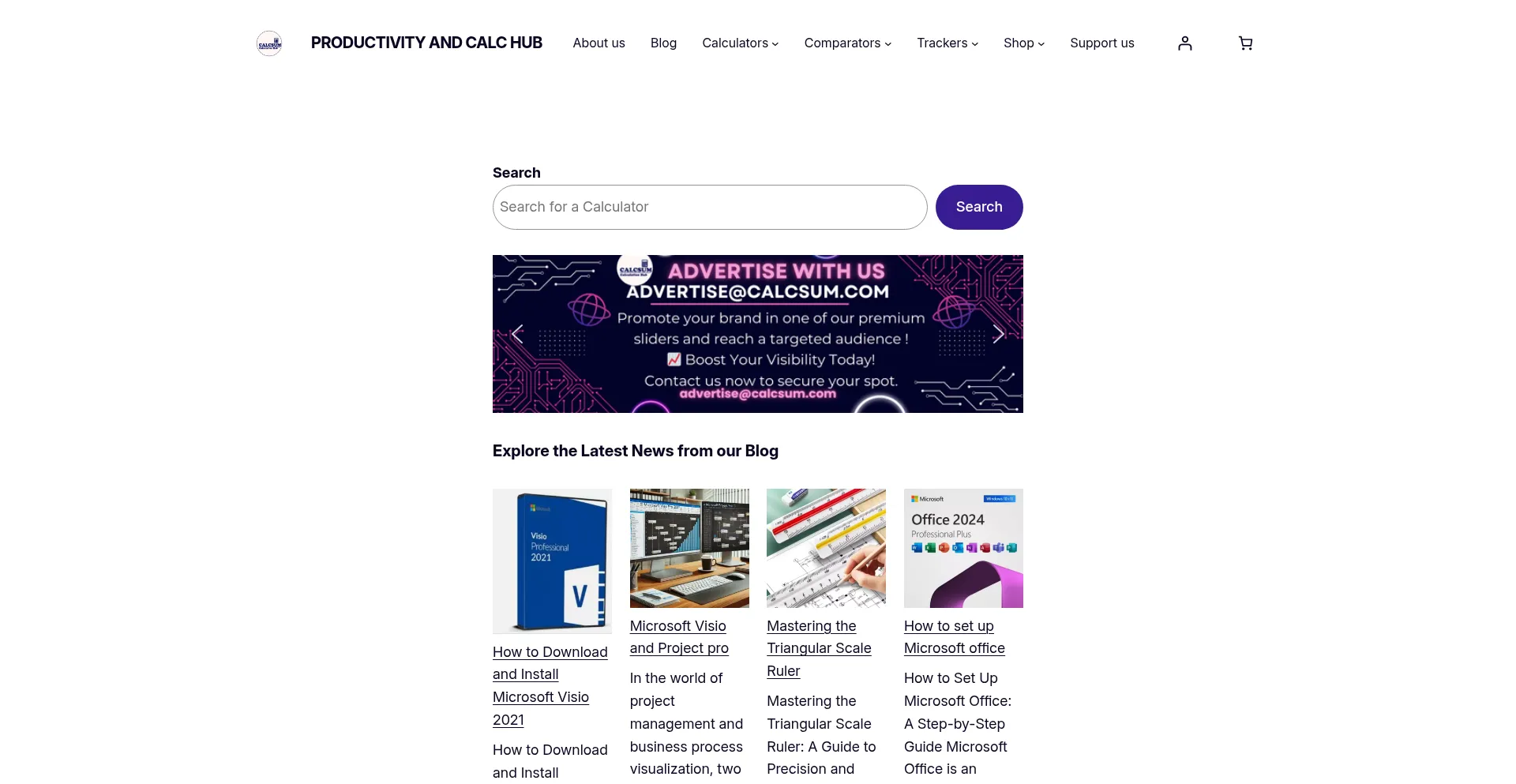 Website screenshot of Calcsum.com