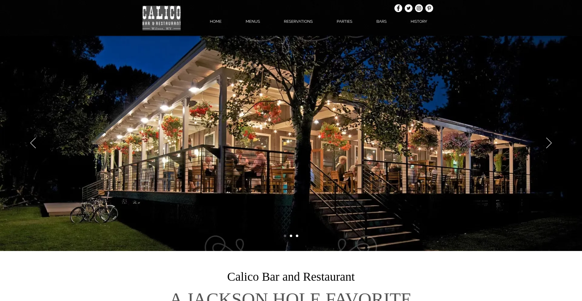 Website screenshot of Calicorestaurant.com