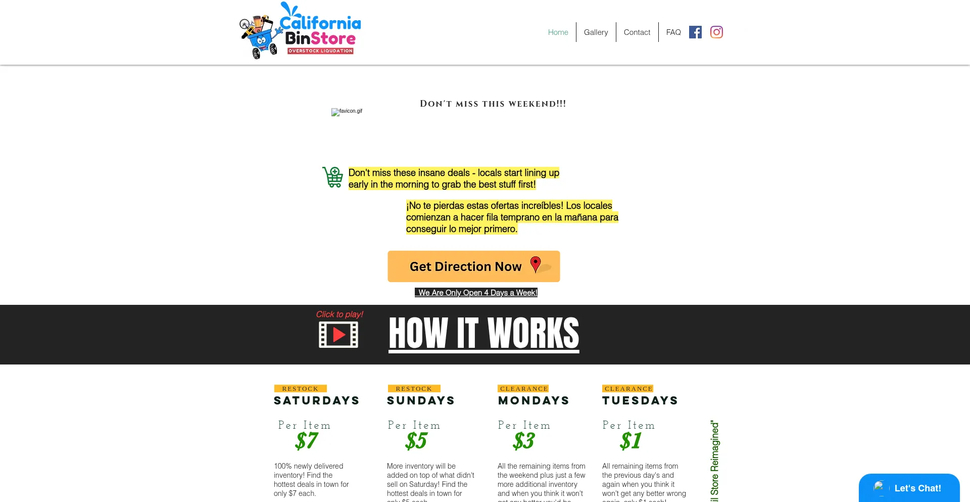 Californiabinstore.com Screenshot