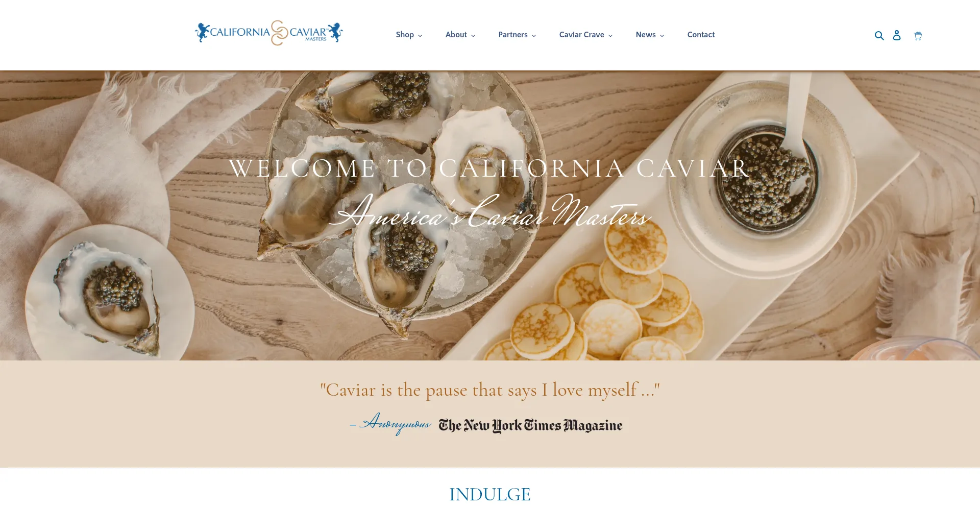 Website screenshot of Californiacaviar.com