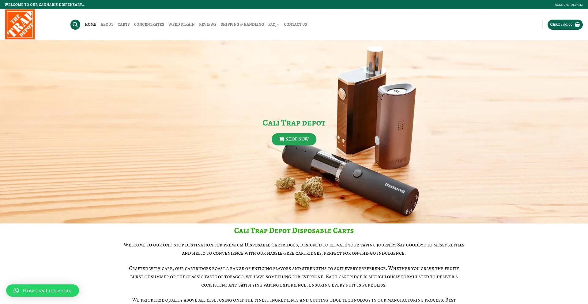 Website screenshot of Calitrapdepot.com