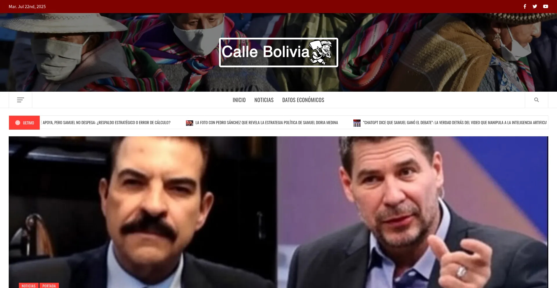 Website screenshot of Callebolivia.com