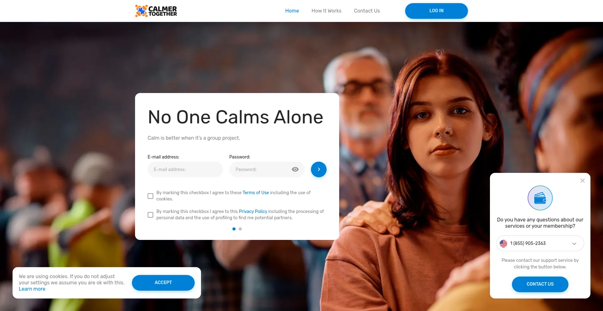 Website screenshot of Calmertogether.com