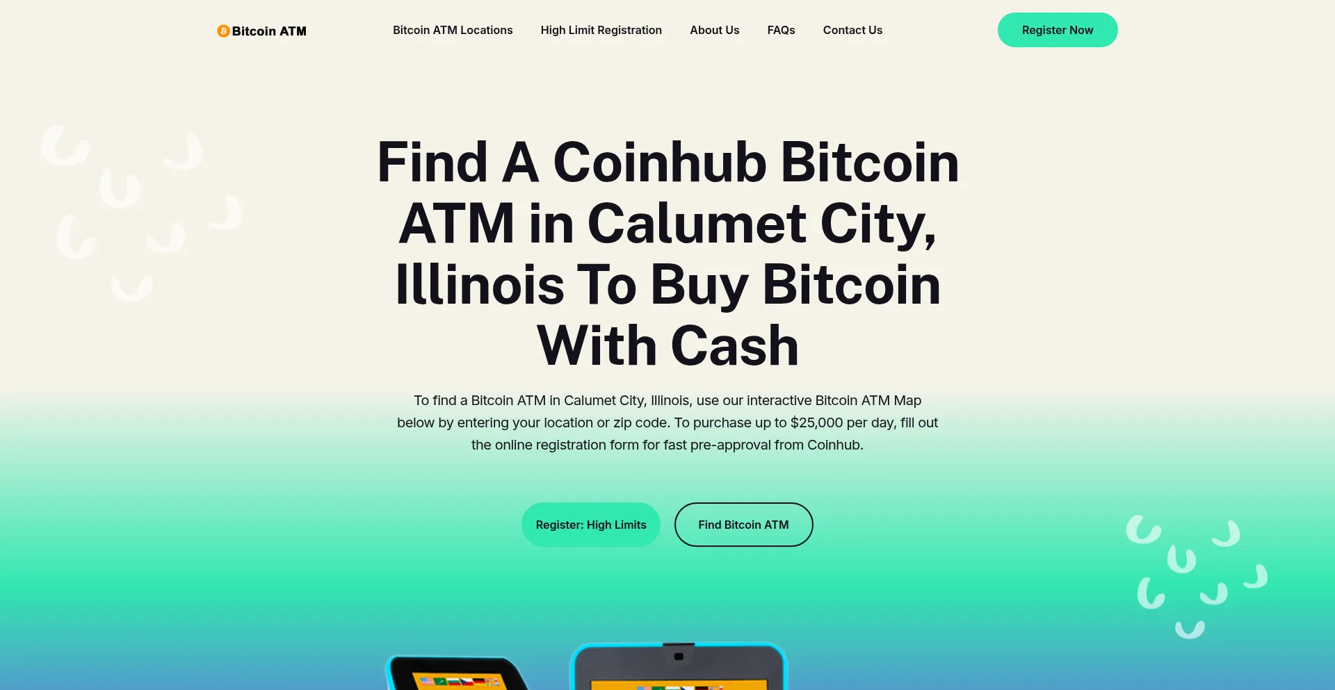 Website screenshot of Calumetcitybitcoinatm.com