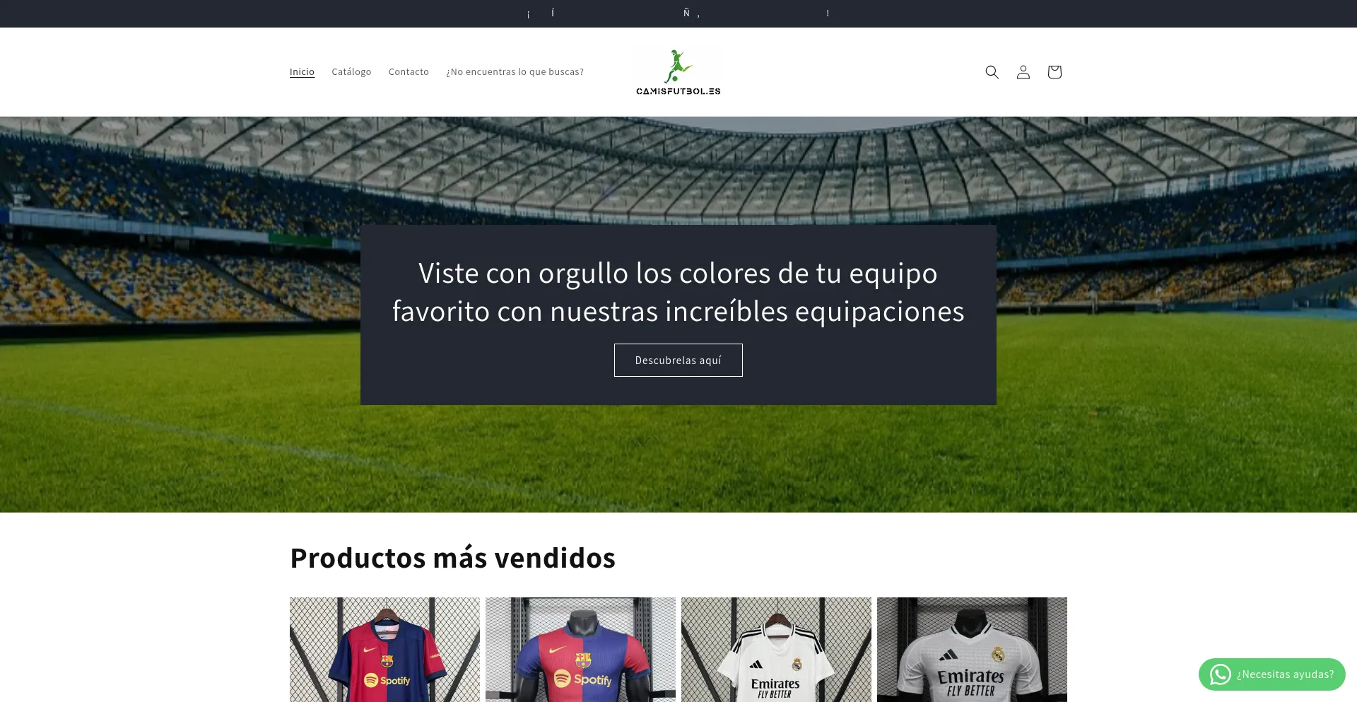 Website screenshot of Camisfutbol.es