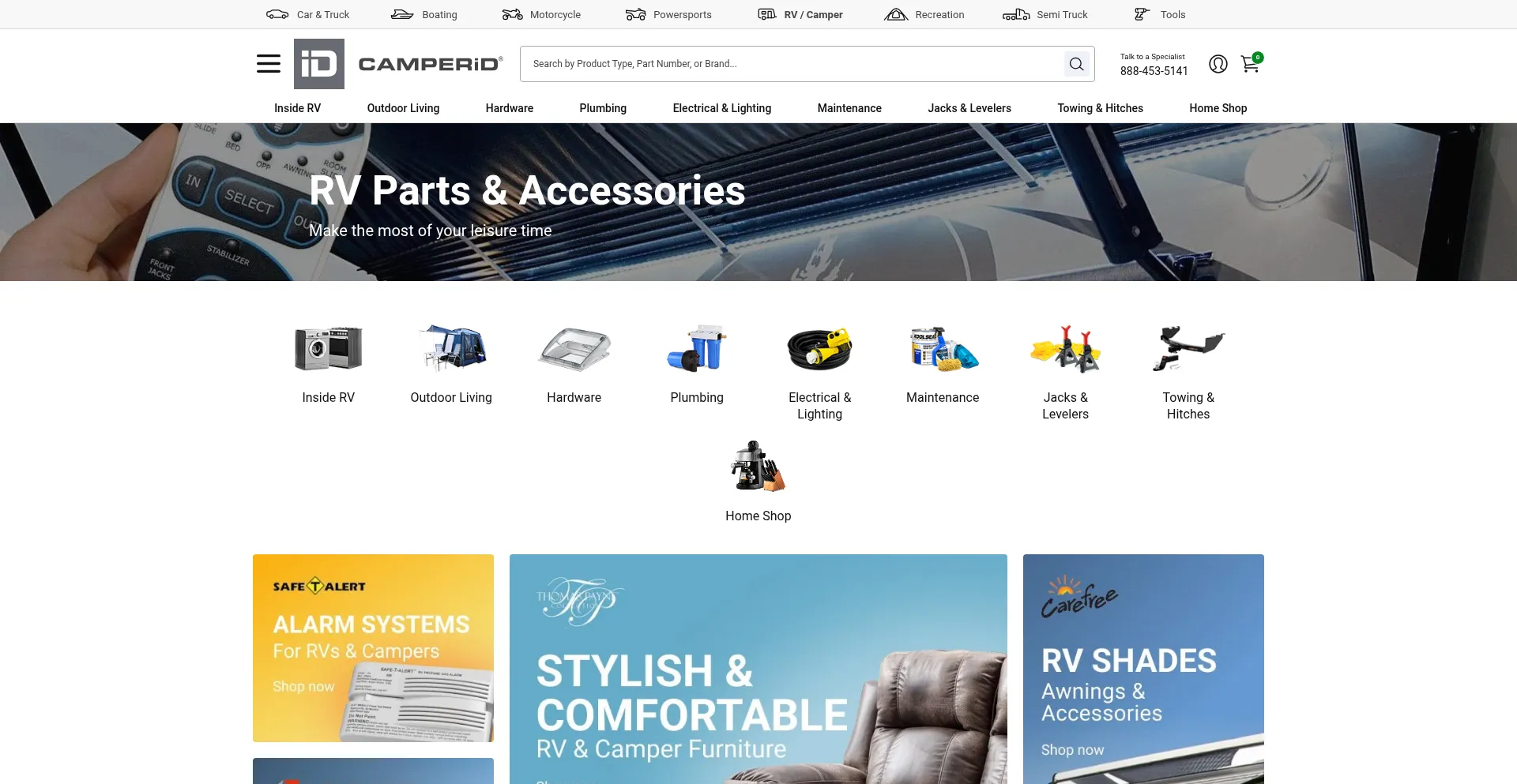 Website screenshot of Camperid.com