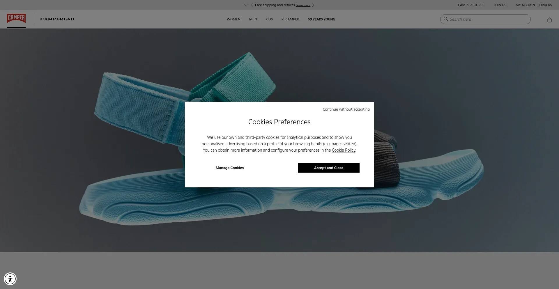 Website screenshot of Campeshoechannel.com
