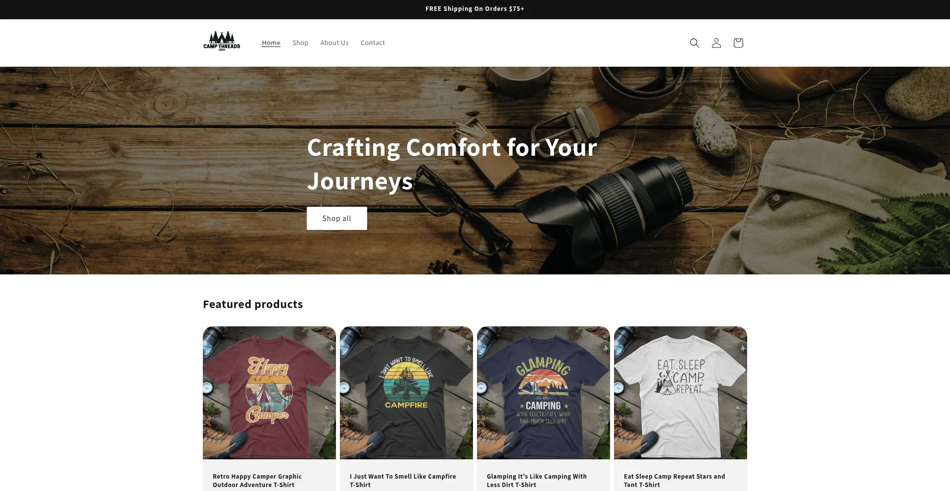 Website screenshot of Campthreads.net