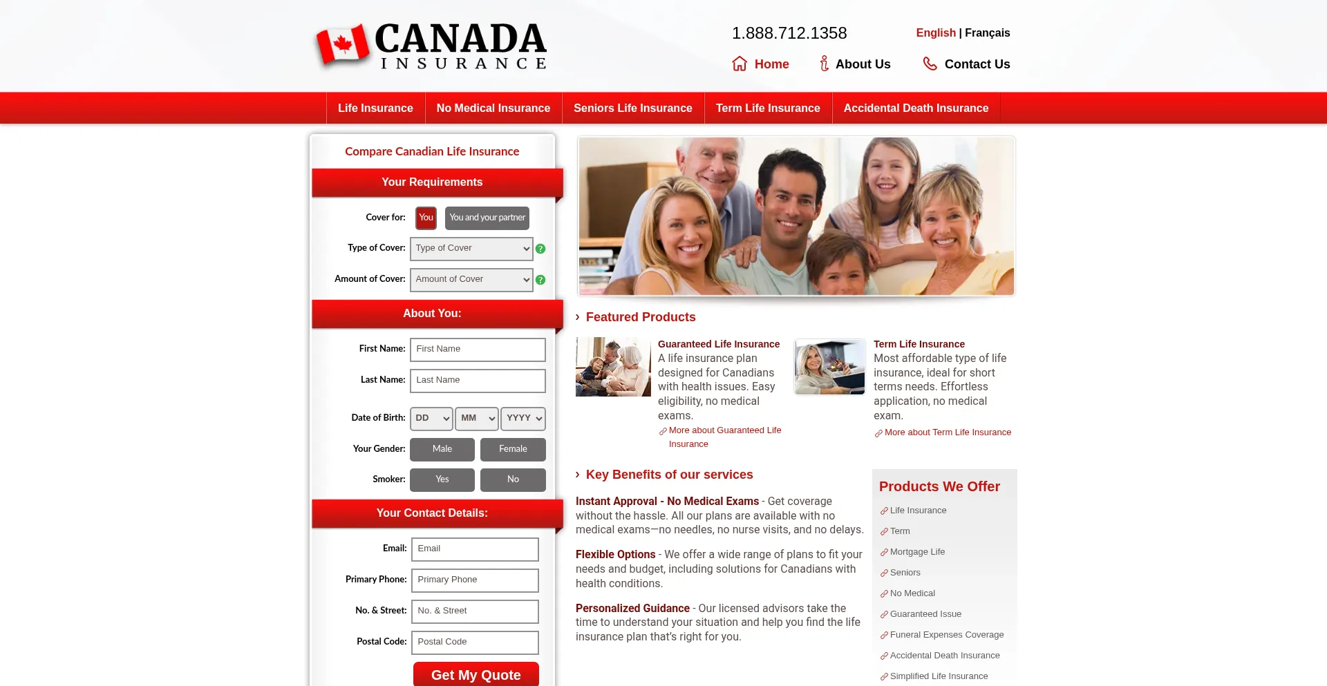Website screenshot of Canada-insurance.org