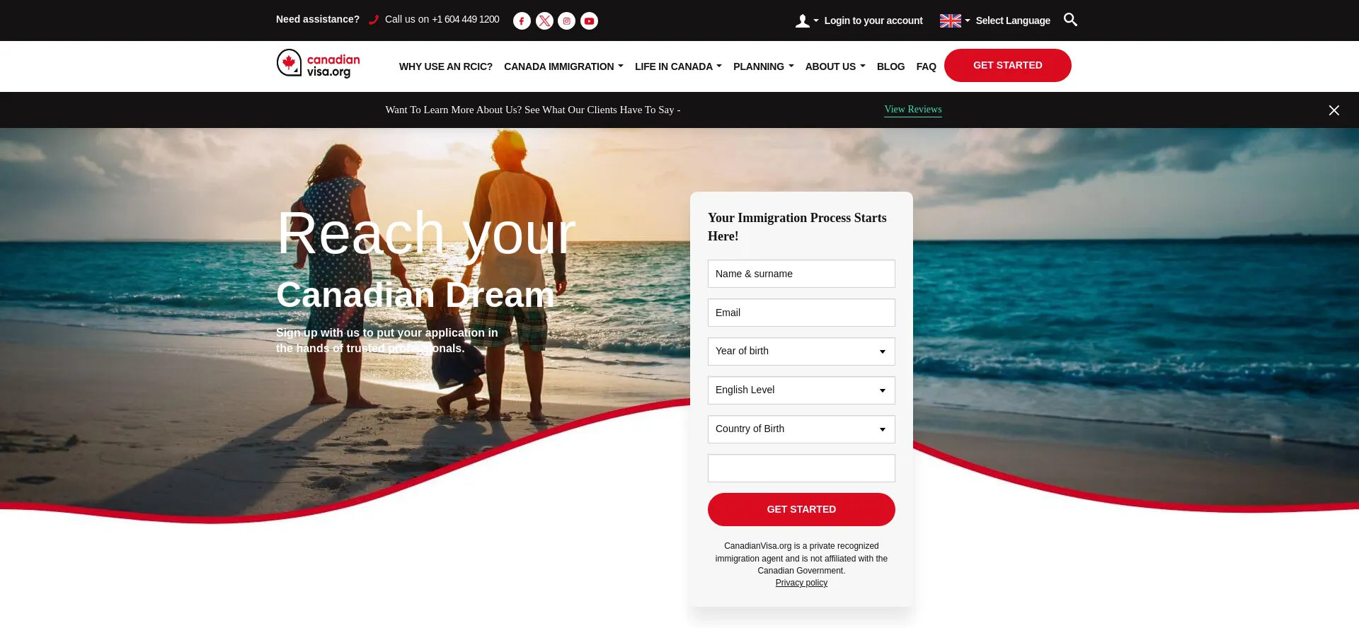 Website screenshot of Canadianvisa.org