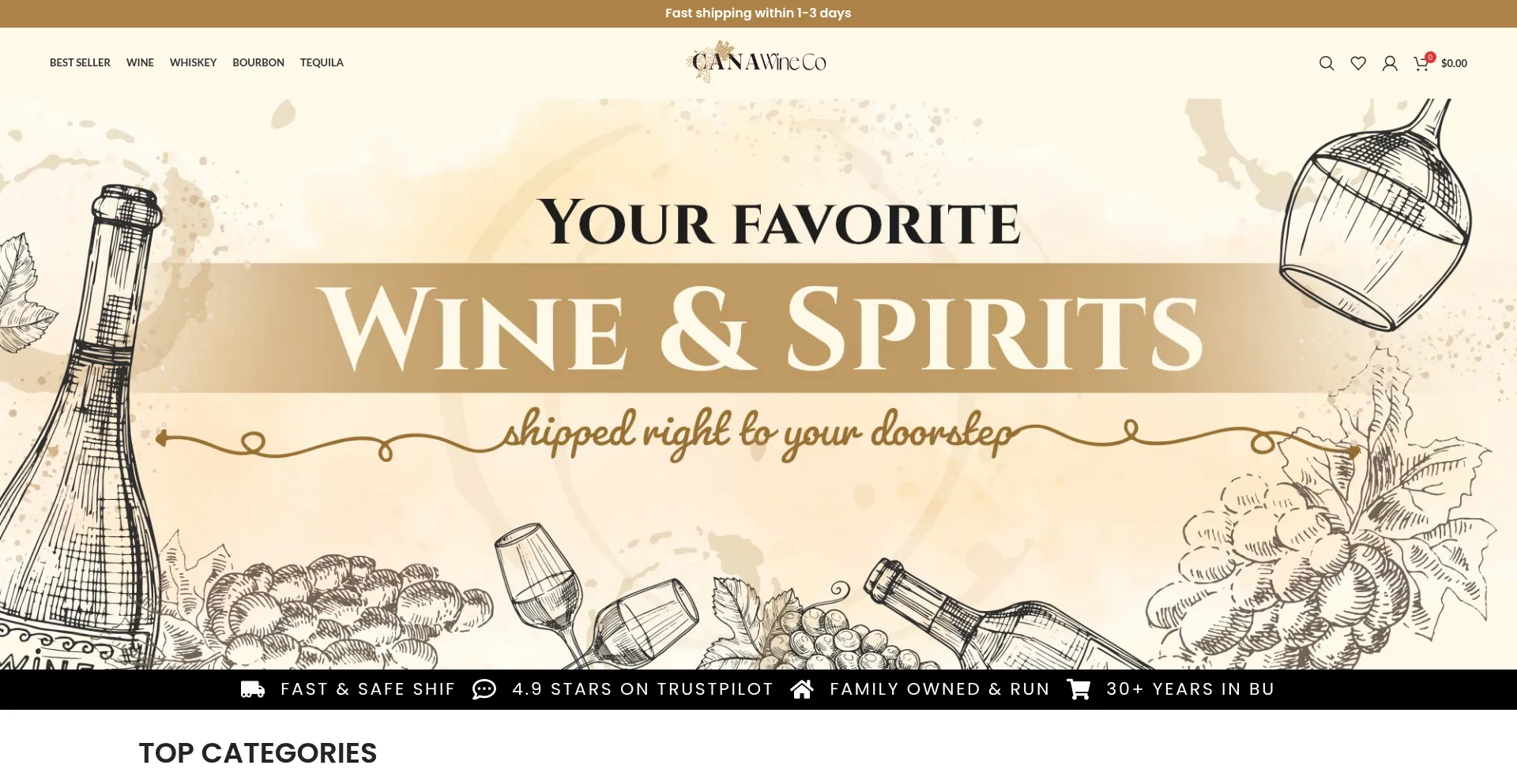 Website screenshot of Canawinecoclub.shop