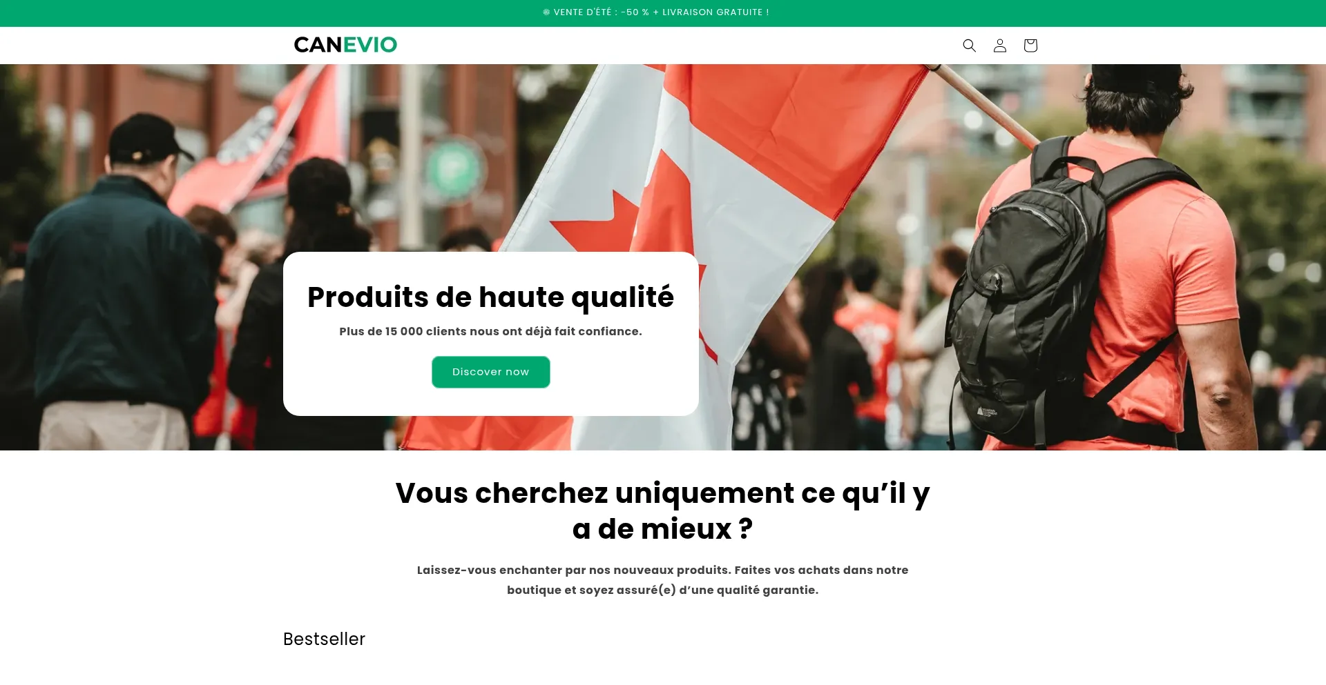 Website screenshot of Canevio.com