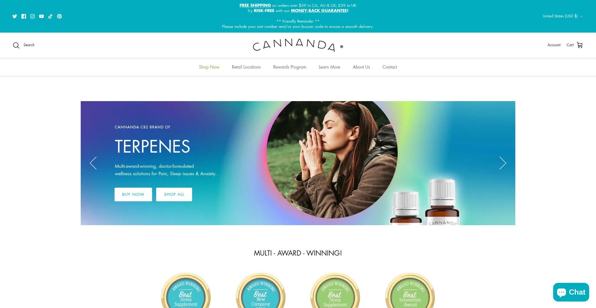 Website screenshot of Cannanda.com