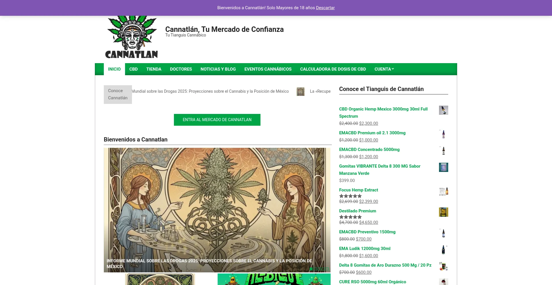 Website screenshot of Cannatlan.com