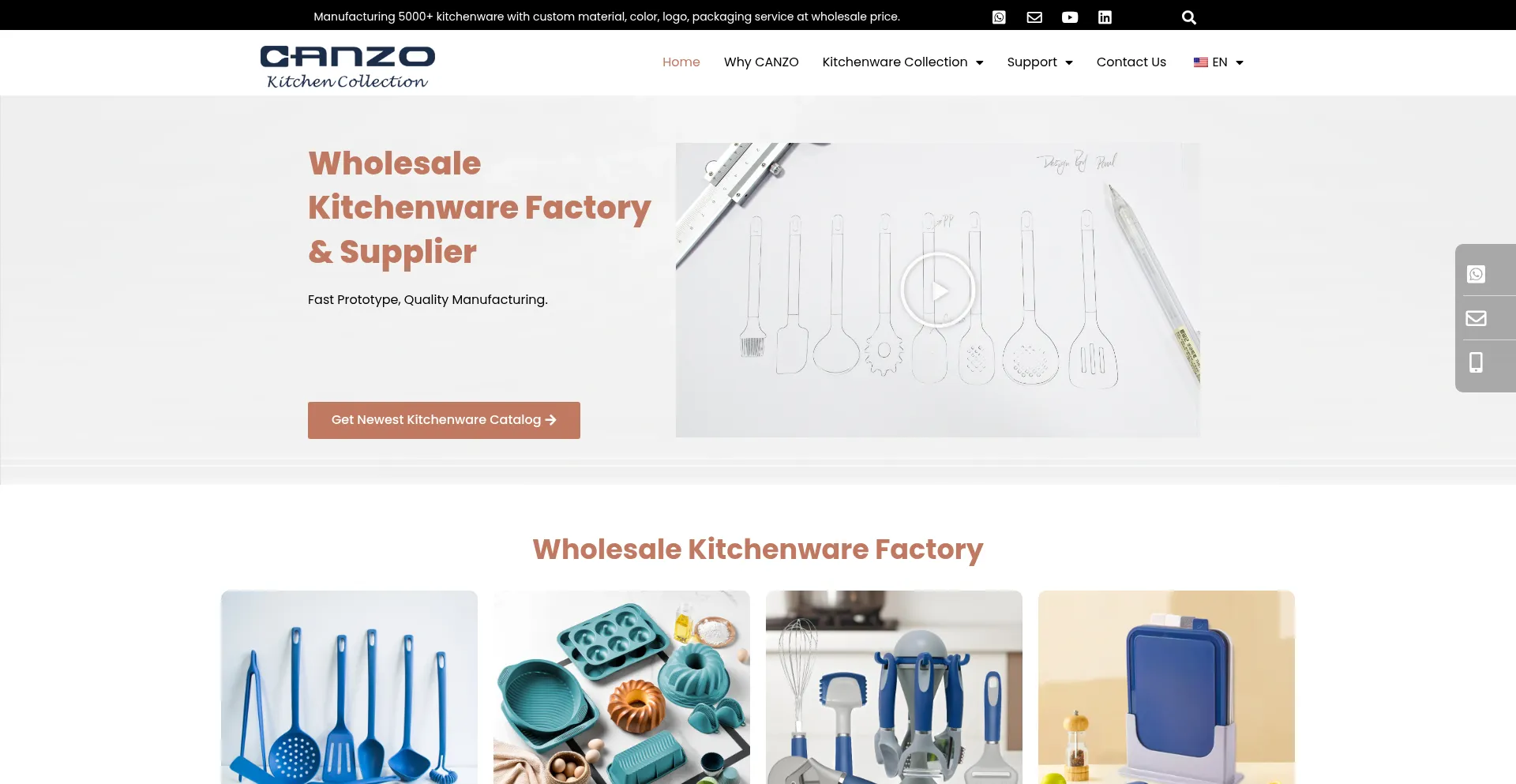 Website screenshot of Canzokitchenware.com