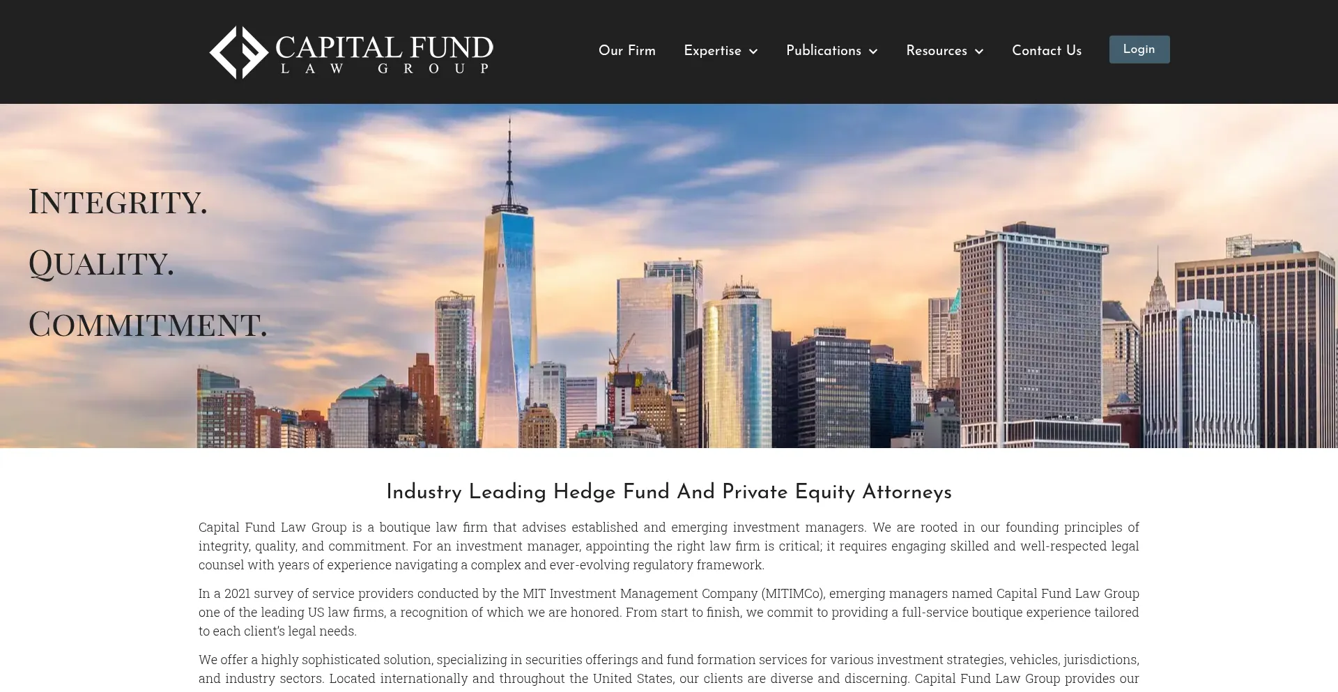 Website screenshot of Capitalfundlaw.com