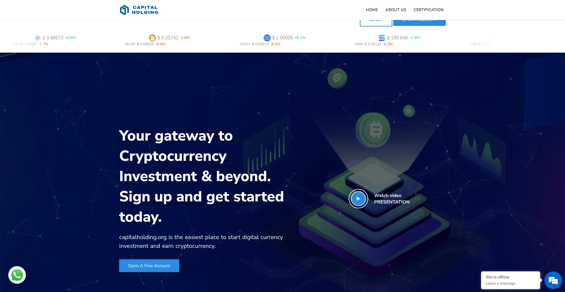 Website screenshot of Capitalholding.org