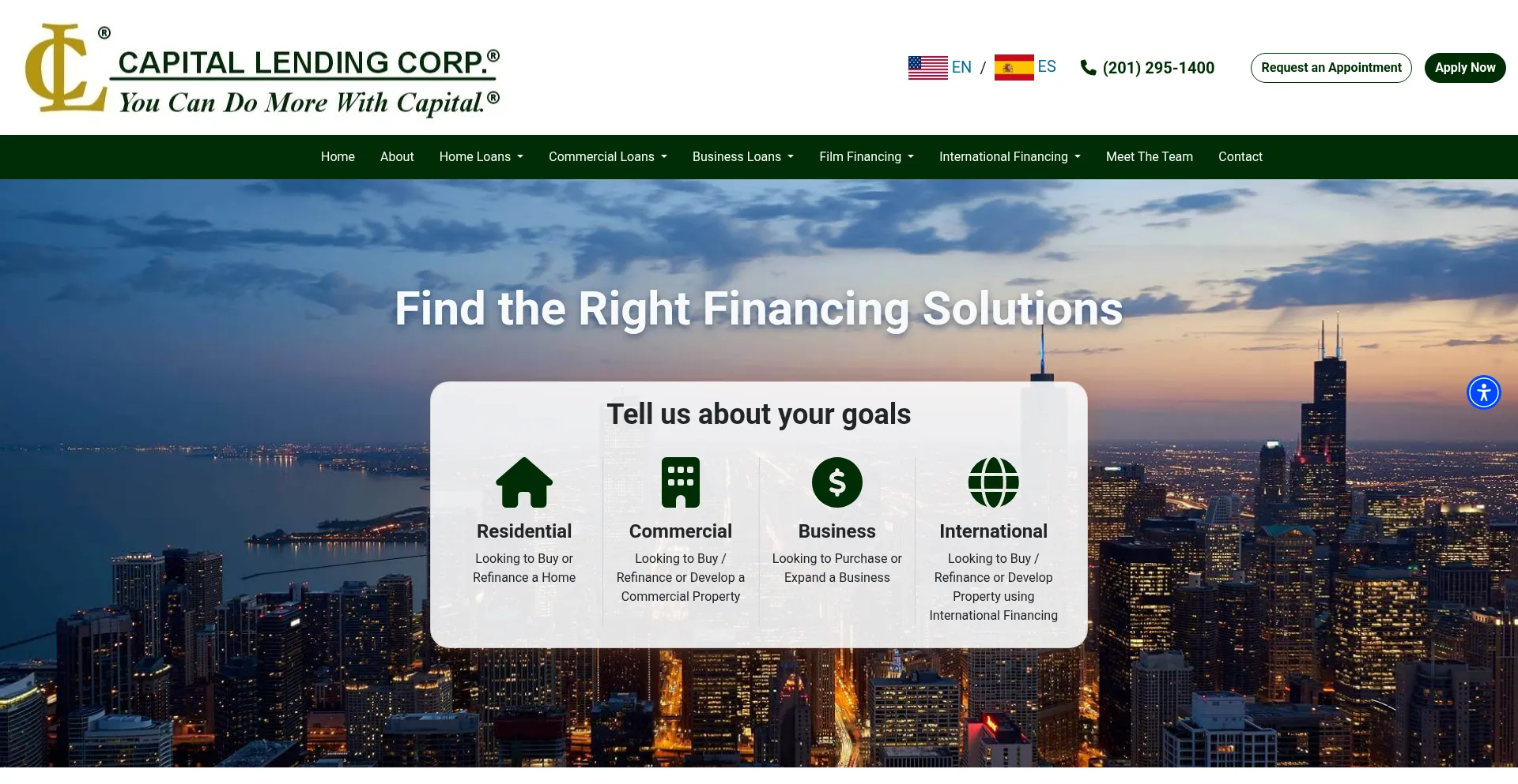 Website screenshot of Capitallending.com