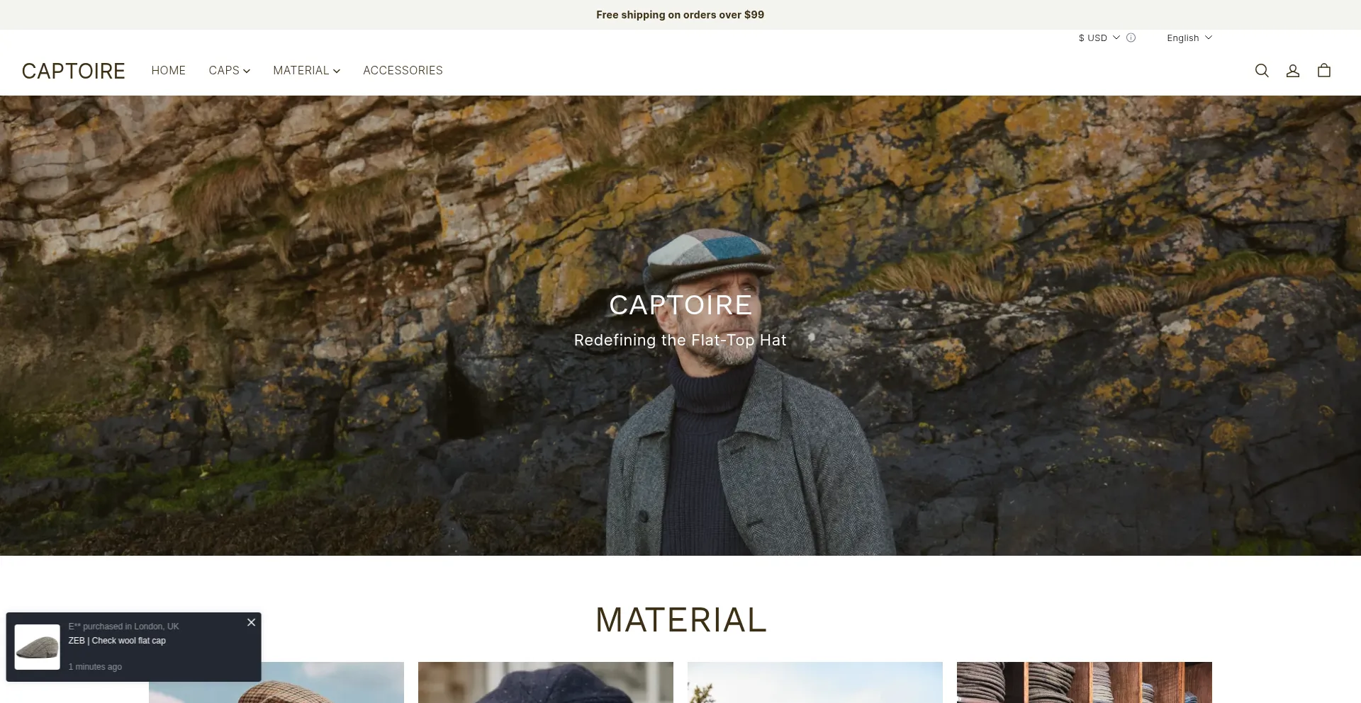Website screenshot of Captoire.com