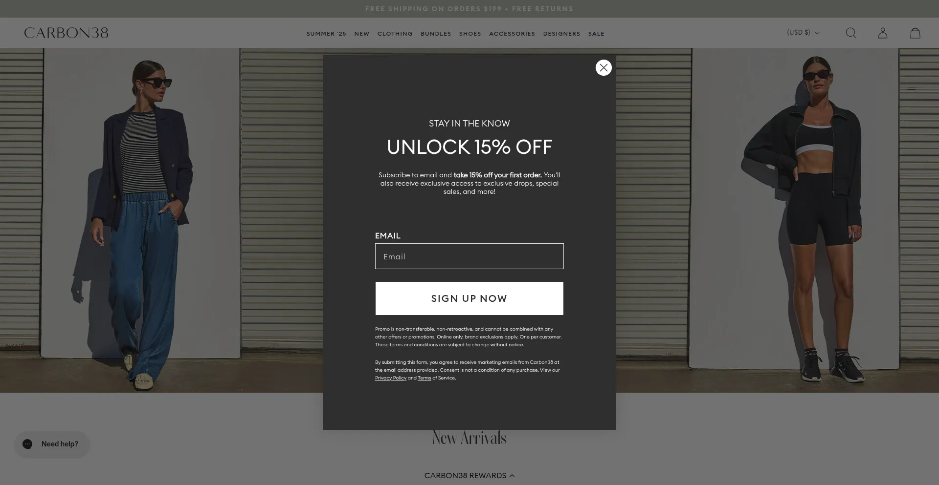 Website screenshot of Carbon38.com