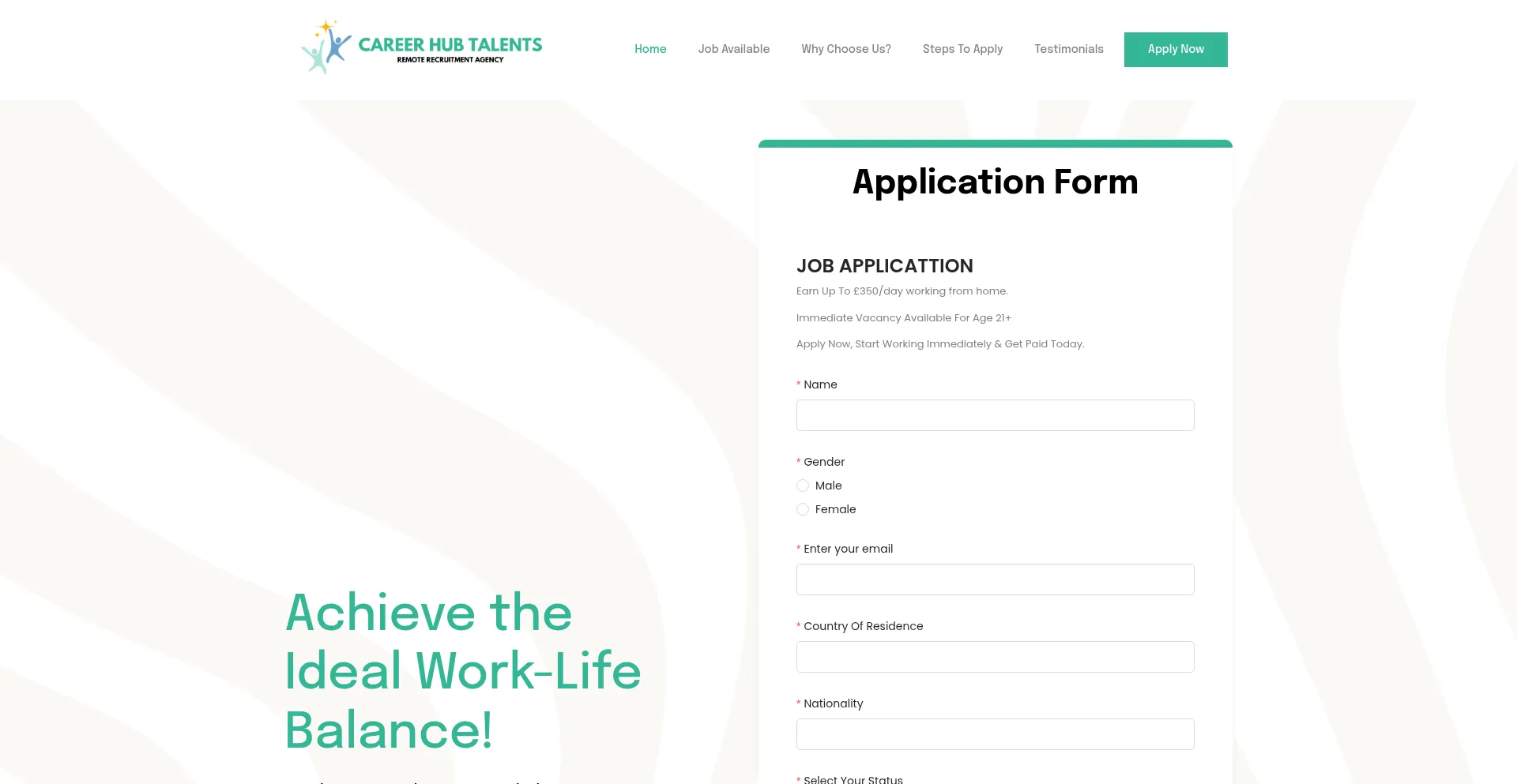 Website screenshot of Careerhub-talents.com