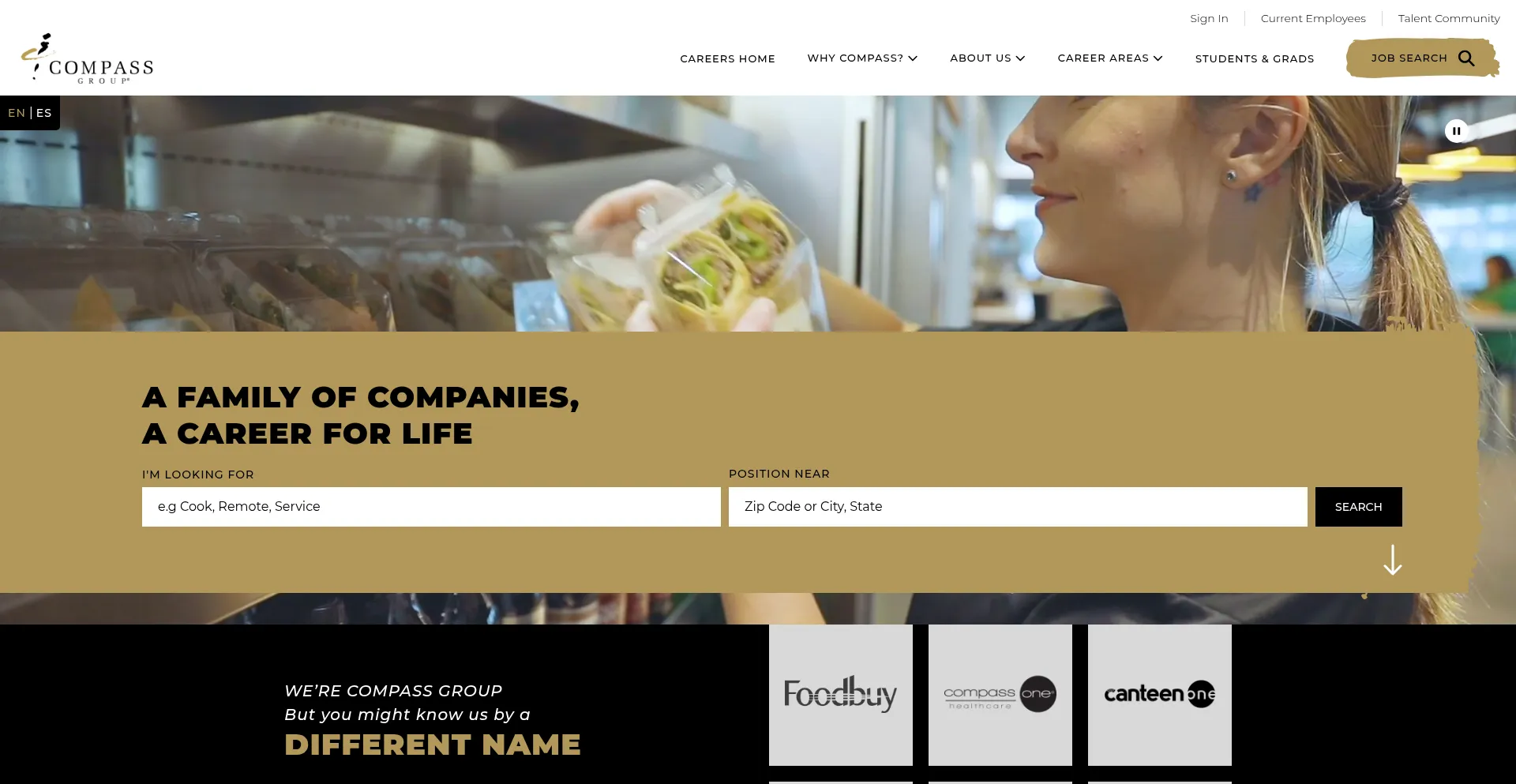 Website screenshot of Careers.compass-usa.com